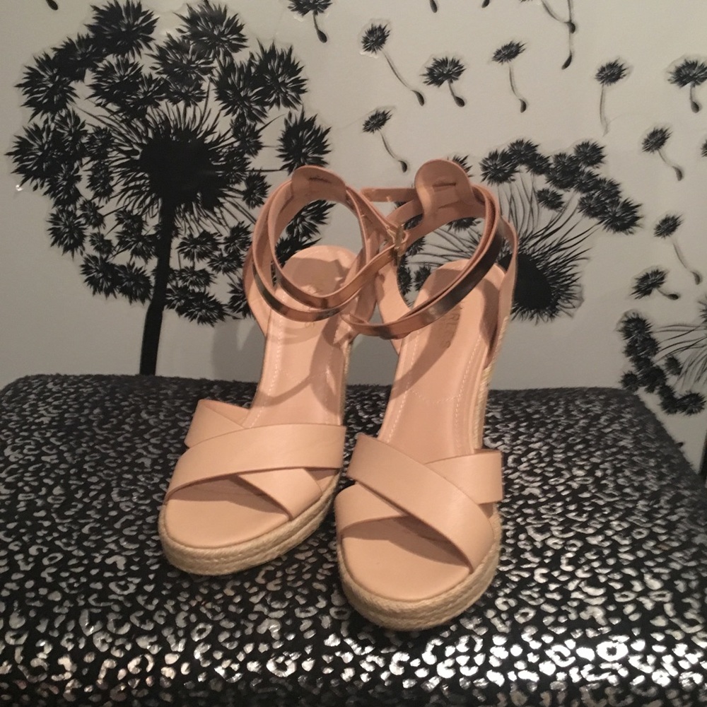 Size 9.5 Charles David wedges. Nude/Pink wedge